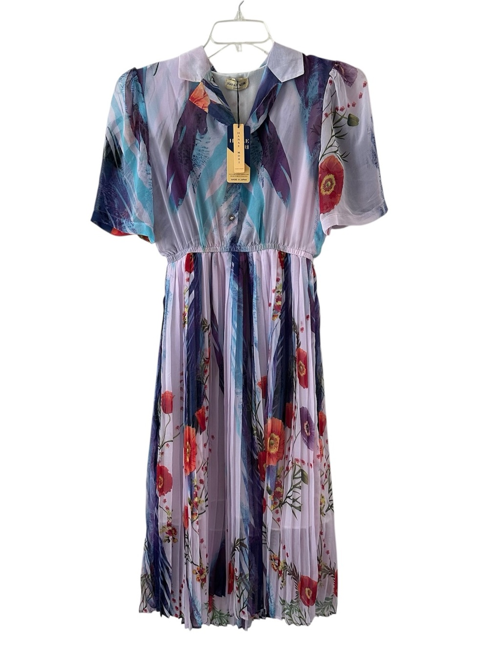 HANAE MORI Floral Pleated Midi Dress